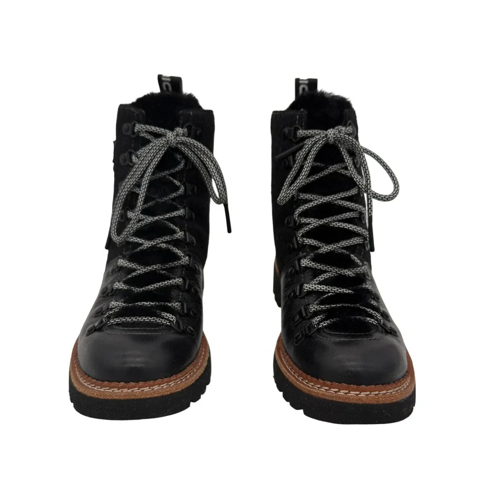 Bionica Darlene All-Weather Black Leather Wool Hiker Boots NWOT Fits 7–7.5‎